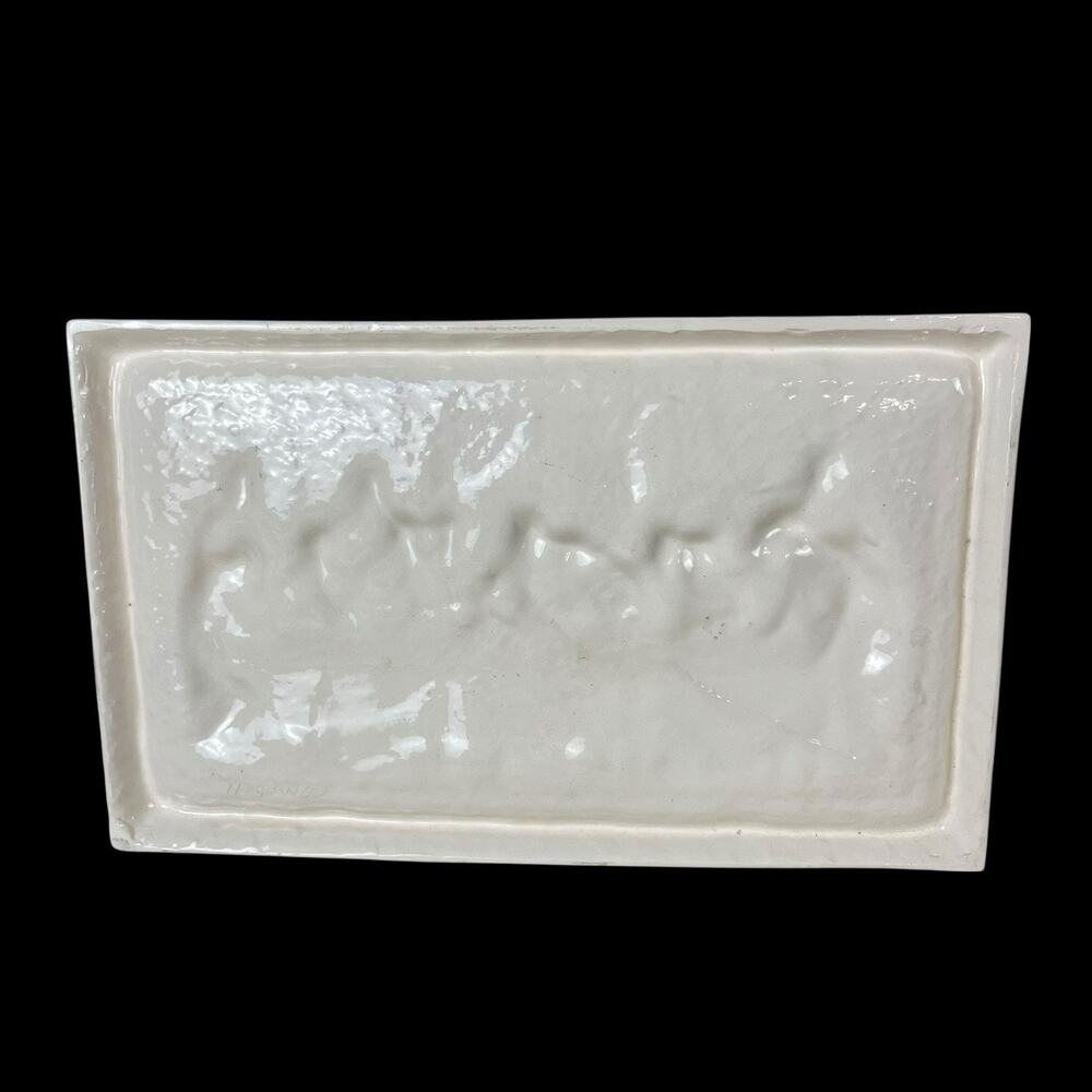 Vintage Last Supper Ceramic Wall Plaque White Lusterware Bas Relief 13” Decor - Picture 3 of 16